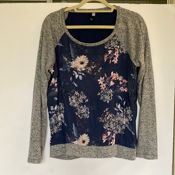 KUT FROM THE KLOTH Benter Mixed Material Top blue pink spring floral L - Picture 3 of 8